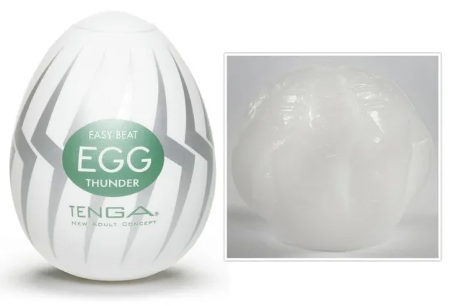 Tenga Egg Stronger Thunder - Masturbator jajko, Biały, 5 cm