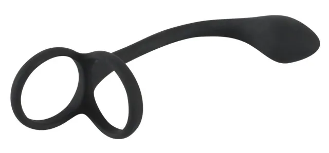 Black Velvets Cock & Ball Ring + Plug - Pierścień erekcyjny ze stymulatorem analnym, Czarny, 22.5 cm