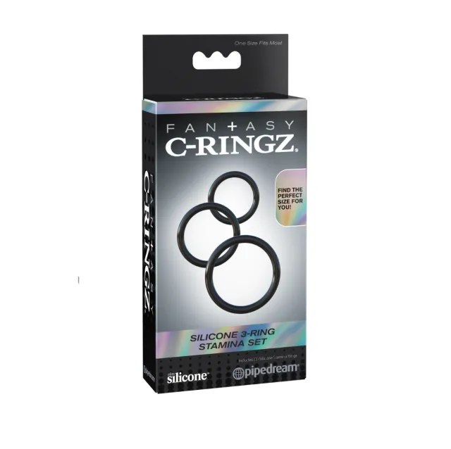 Эрекционное кольцо Pipedream 3-Ring Stamina Set, 3 шт (черный)