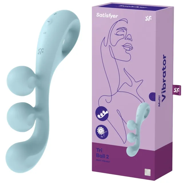 Вібратор для потрійної стимуляції Satisfyer Tri Ball 2, 20,5 см (блакитний)