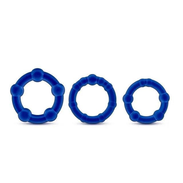 Набор эрекционных колец Stay Hard Beaded Cockrings, 3 шт (синий)