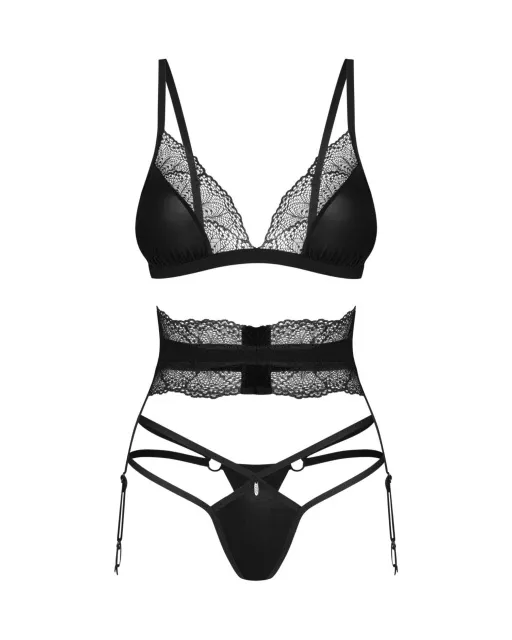 Комплект белья Obsessive Lobellis, M/L (черный)