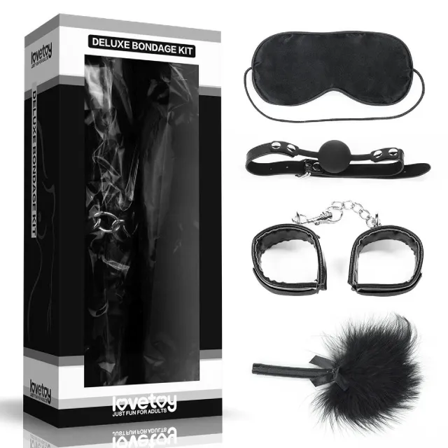 BDSM набор Deluxe Bondage Kit, 4 шт (черный)