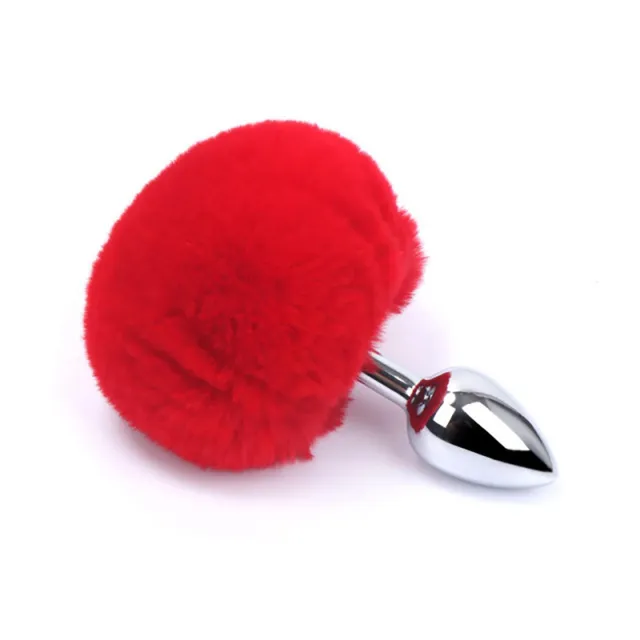 Анальная пробка Fantasy Butt Plug bunny tail, 7 см (красный)