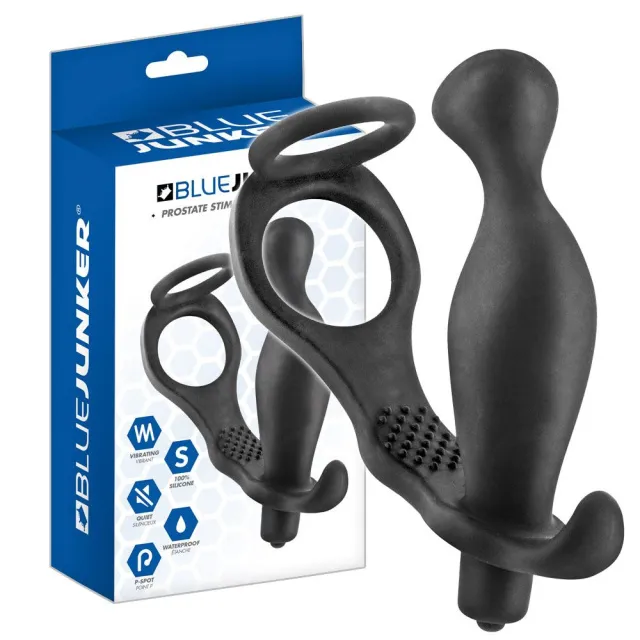 BlueJunker Prostate Stimulator Cockring - Pierścień erekcyjny, Czarny, 16.5 cm
