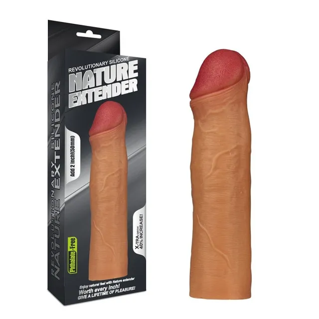 Насадка на пенис Revolutionary Silicone Nature Extender, 17.8 см (коричневый)