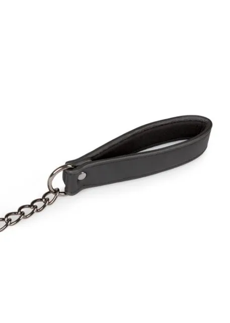 Ошейник EasyToys Leather Collar With Nipple Chains (черный)