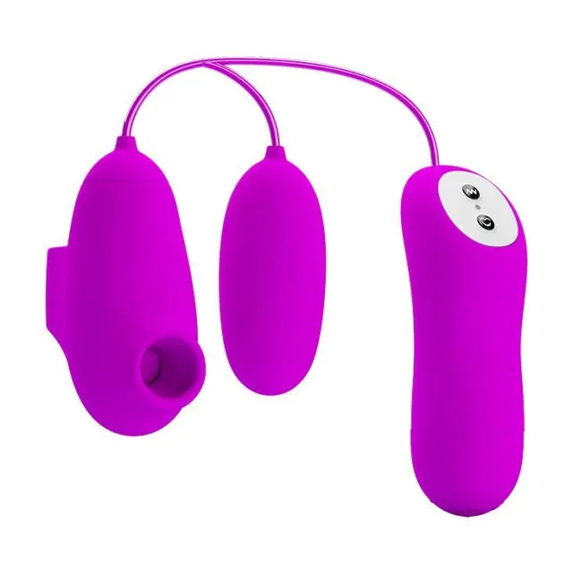 Вібратор з вакуумним стимулятором клітора Pretty Love Suction & Vibro Bullets (рожевий)