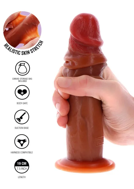 Get Real Get Real Skin Foreskin Dong - Dildo, Brązowy, 19 cm