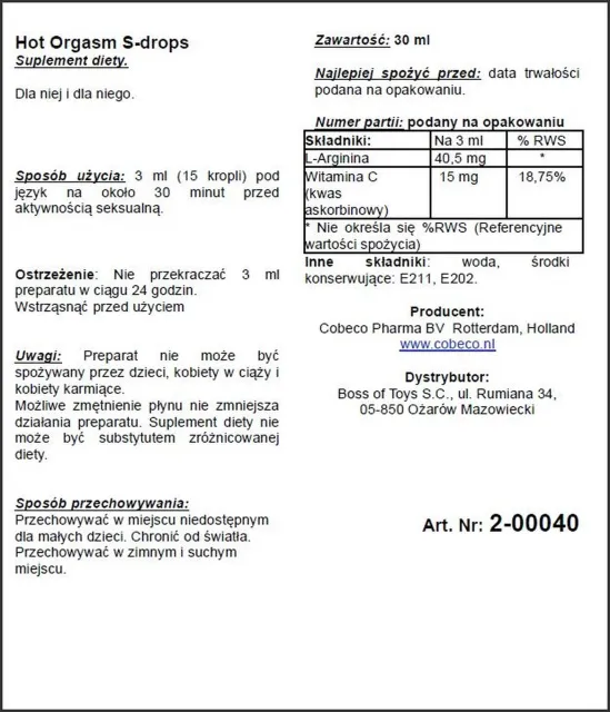 Краплі для ерекції Cobeco Hot Orgasm Erotic Drops, 30 мл
