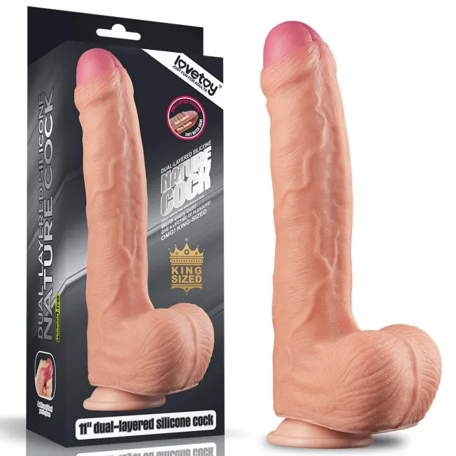 Великий фалос на присосці LoveToy Nature Cock, 28 см (тілесний)