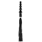 Fetish Tentation Whip with Rosary Handle - Flogger ze stymulatorem analnym, Czarny, 49 cm