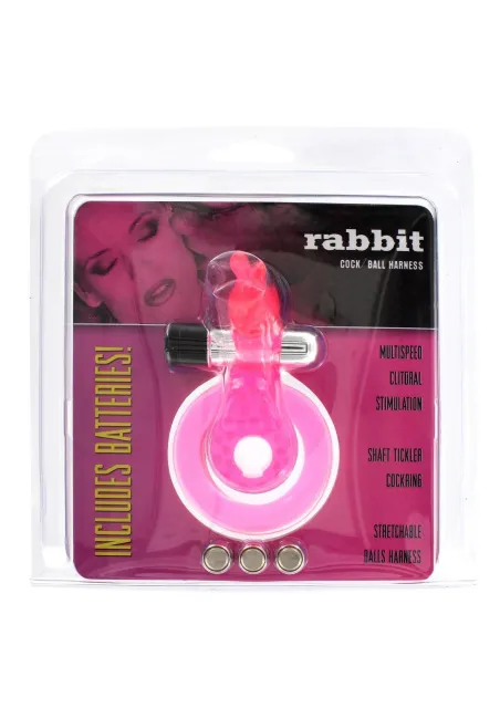 Ерекційне кільце з вібрацією Cock & Ball Ring Rabbit (рожевий)