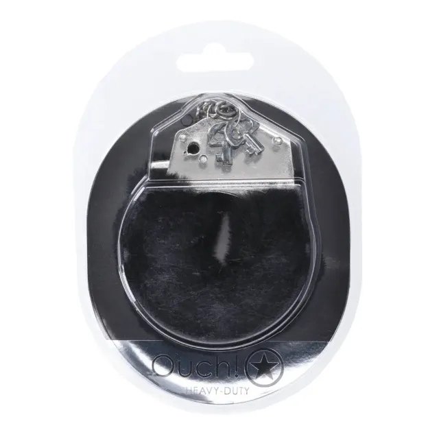 Ouch! by Shots Heavy-duty Fluffy Handcuffs - Kajdanki, Czarny, 24 cm