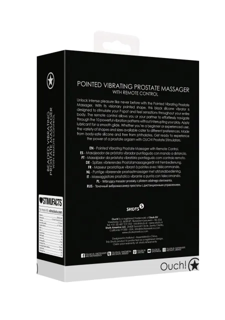 Стимулятор простаты Ouch! Pointed Vibrating Prostate Massager, 13.3 см (черный)