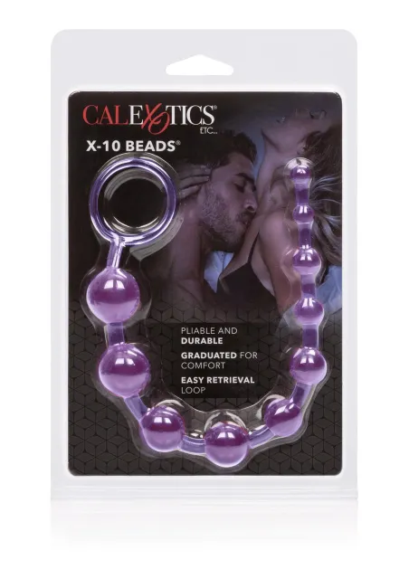 CalExotics X-10 Beads - Łańcuszek analny, Fioletowy, 28 cm