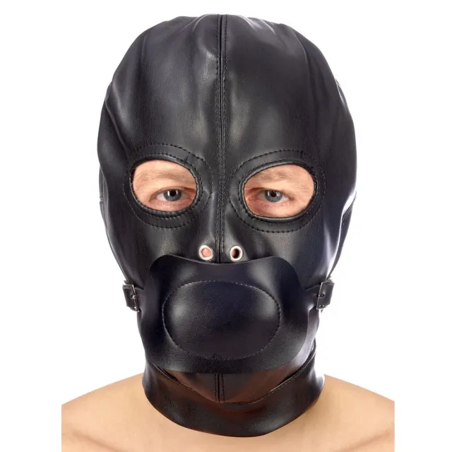 Маска Fetish Tentation Enjoy Pain BDSM Hood With Gag, чорний