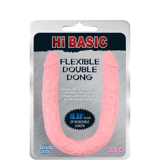 Двухсторонний фаллоимитатор Hi Basic Flexible Double Dong, 50.5 см (розовый)