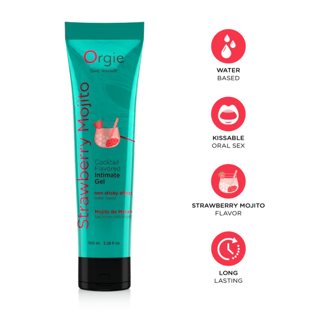 Orgie Strawberry Mojito - Lubrykant na bazie wody, Truskawka, 100 ml