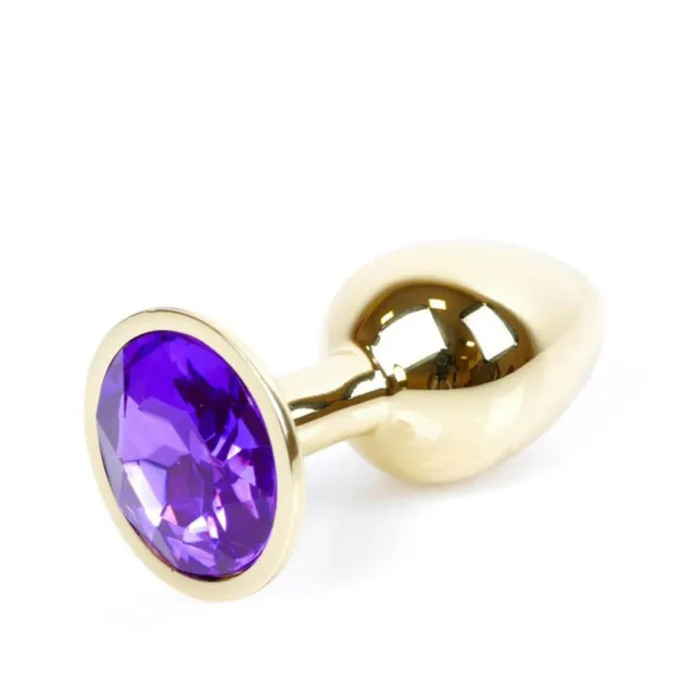 Анальная пробка с кристаллом B - Series HeavyFun Plug-Jewellery Gold, 7 см (фиолетовый)