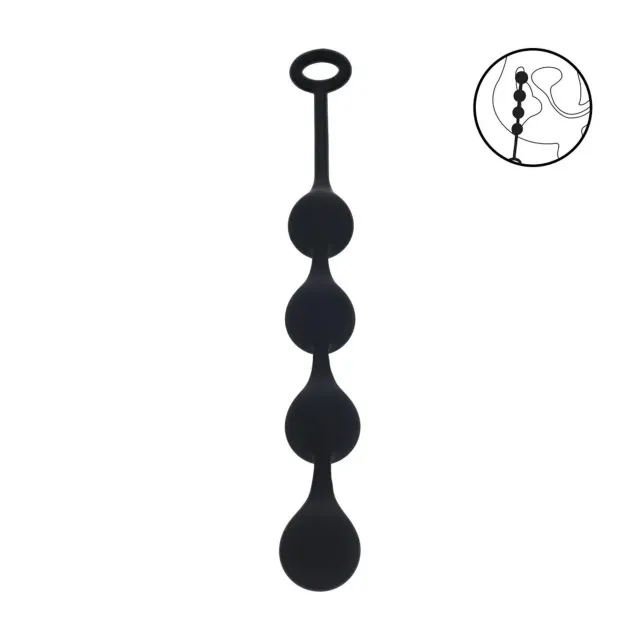 Анальные шарики Levelz by Shots Waterdrop Silicone Anal Balls M, 30 см (черный)