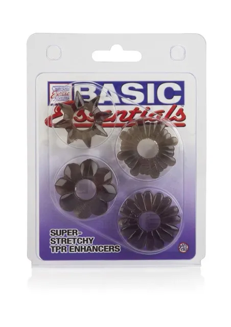Набор эрекционных колец Basic Essentials, 4 шт (черный)