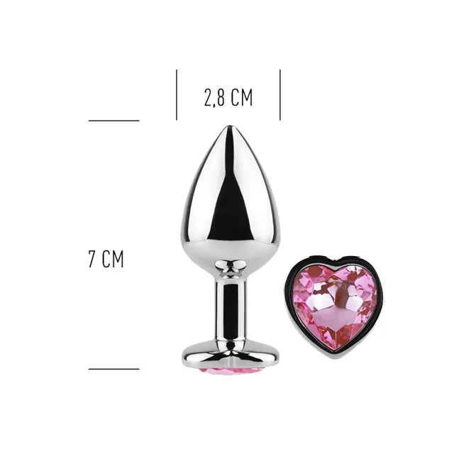 Анальная пробка с кристаллом Secret Play Pink Heart, 7 см (розовый)