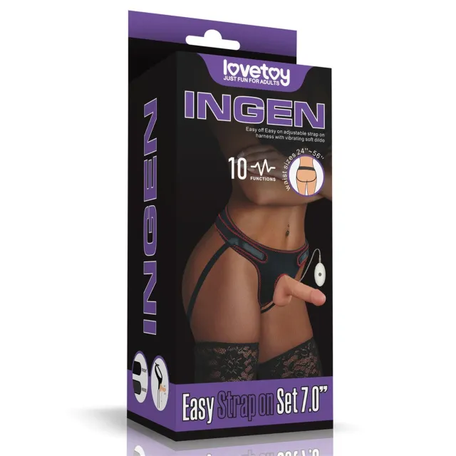 Страпон Lovetoy Vibrating Easy Strapon Set 7.0, 17.8 см (черный)