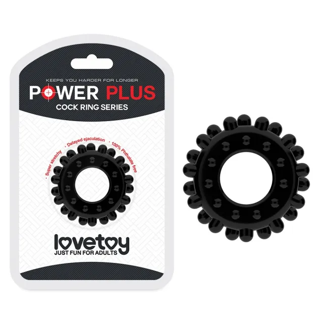 Lovetoy Power Plus Cock Ring - Pierścień erekcyjny, Czarny, 4 cm