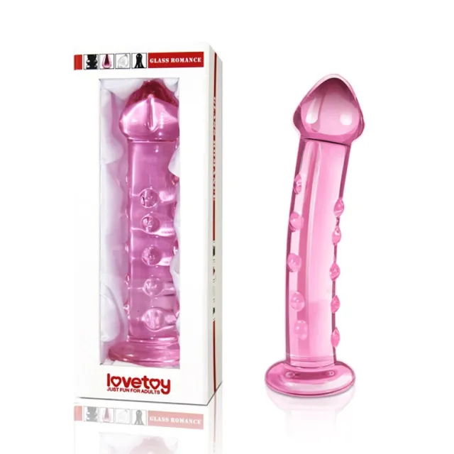 Стеклянный фаллоимитатор LoveToy Glass Romance, 19 см (розовый)
