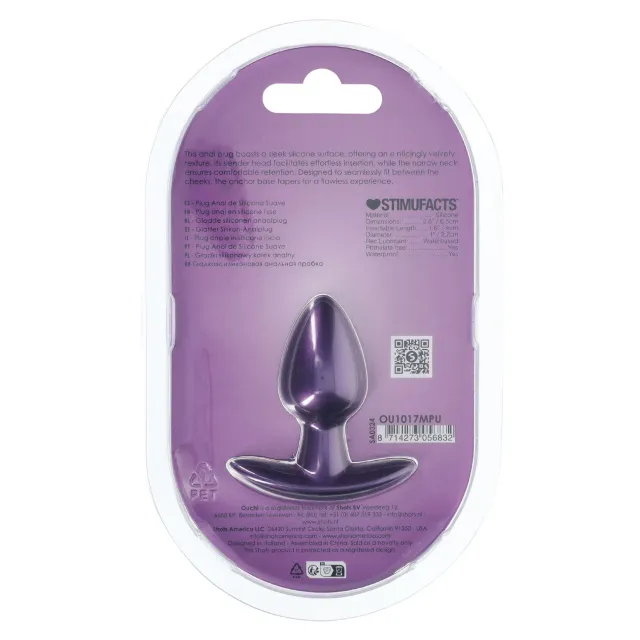 Анальна пробка Ouch! Smooth Anal Plug Metallic S, 6.5 см (фіолетовий)