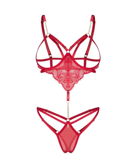 Боди Obsessive Matildea otwarte, S/M (красный)