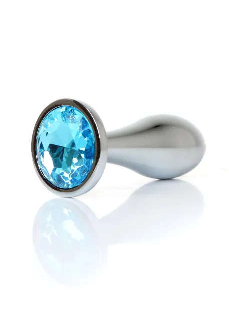 Анальная пробка Jewellery Silver Plug Clear L, 10.5 см (голубой)