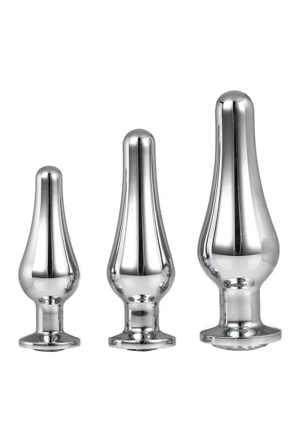 Анальная пробка Gleaming Love Pleasure Plug Set, 3 шт (серебристый)