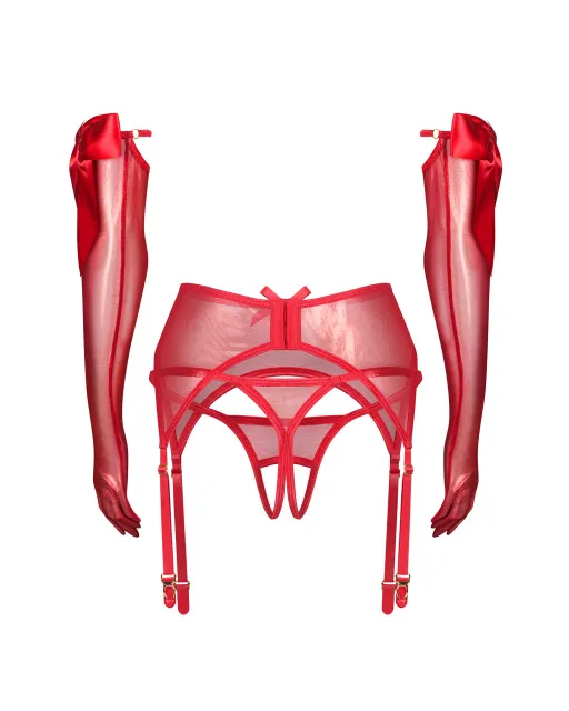 Комплект белья из 3 предметов Obsessive Gifty Red, L/XL (красный)