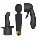 Вибромассажер с насадками Dorcel Kit Wanderful, 20 см (черный)