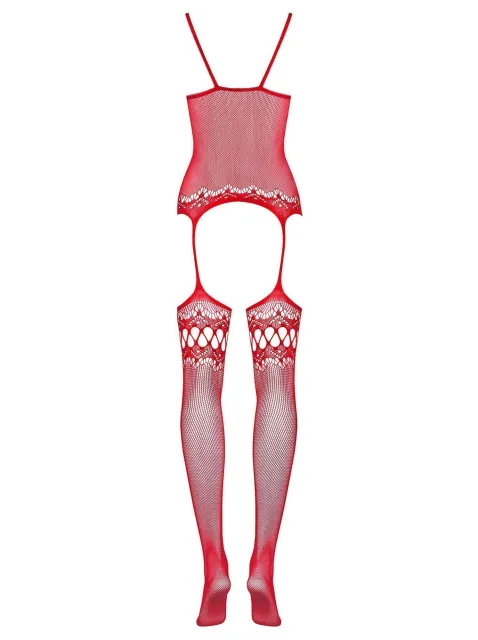 Сексуальный комбинезон в сетку Obsessive F214, S/M/L (красный)