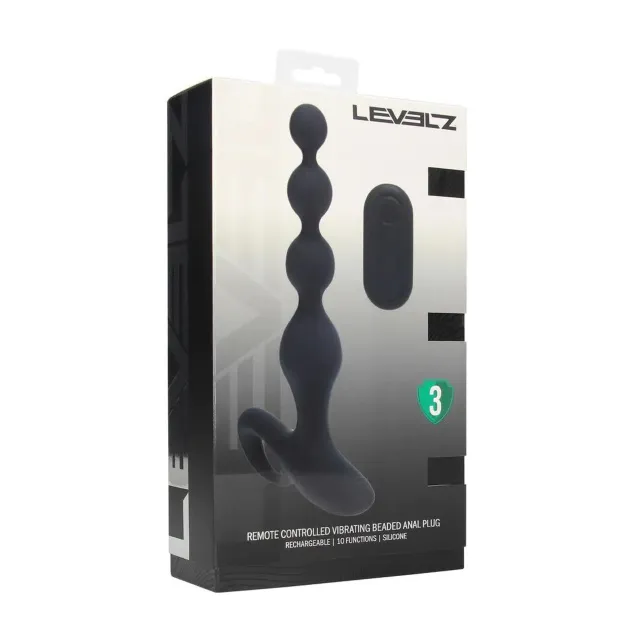 Анальная пробка Levelz Remote Control Beaded Vibrating, 20.3 см (черный)