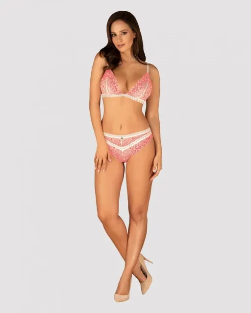 Комплект белья Obsessive Bloomys, S/M (розовый)