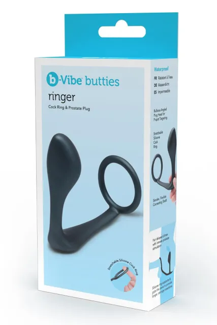 Анальная пробка-кольцо B-Vibe Ringer Cock Ring & Plug, 10,5 см (черный)