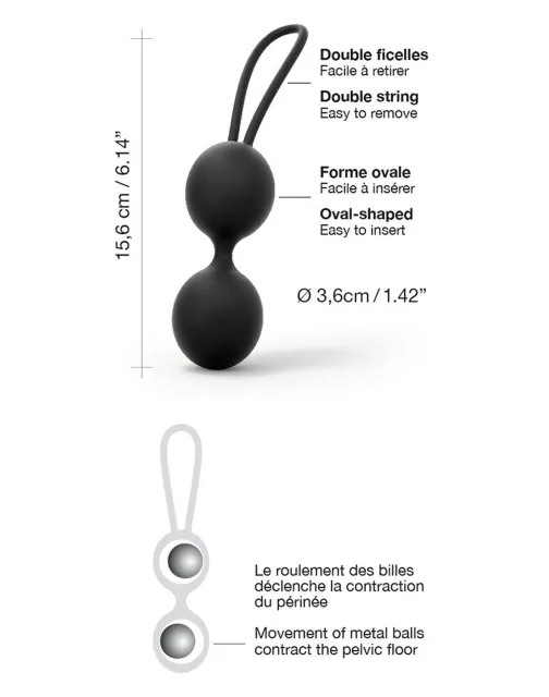 Вагінальні кульки Dorcel Dual Balls, 15,6 см (чорний)