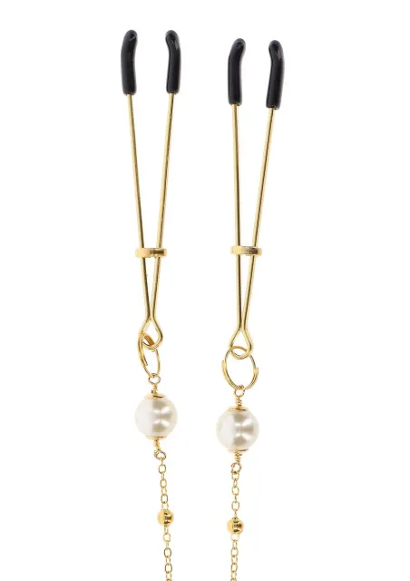 Затискачі для сосків Taboom Tweezers Pearl & Deluxe Chain Gold (золотий)