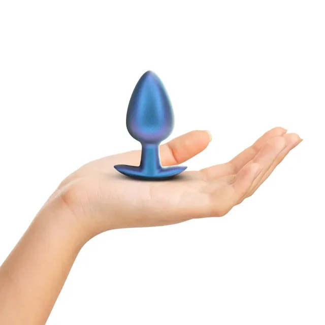 Анальна пробка Ouch! Smooth Anal Plug Metallic L, 8.9 см (синій)