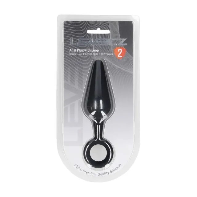 Анальная пробка Levelz Anal Plug with Loop L, 14.3 см (черный)
