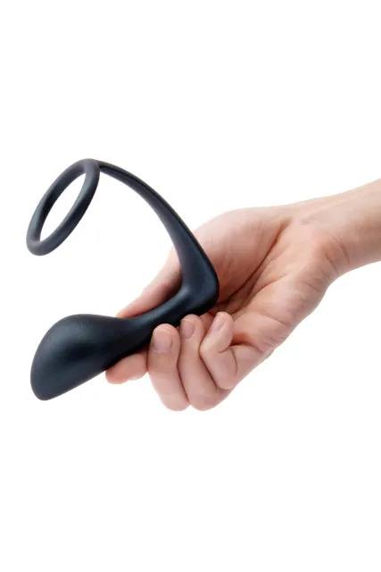 Анальная пробка-кольцо B-Vibe Ringer Cock Ring & Plug, 10,5 см (черный)