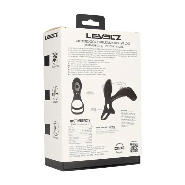 Вибрирующее эрекционное кольцо Levelz, 14 см (черный)