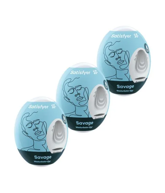 Набір мастурбаторів Satisfyer Masturbator Egg Savage Set, 3 шт (білий)