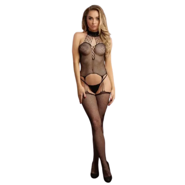 Бодистокинг Le Désir  Suspender Fishnet Choker, One Size (черный)