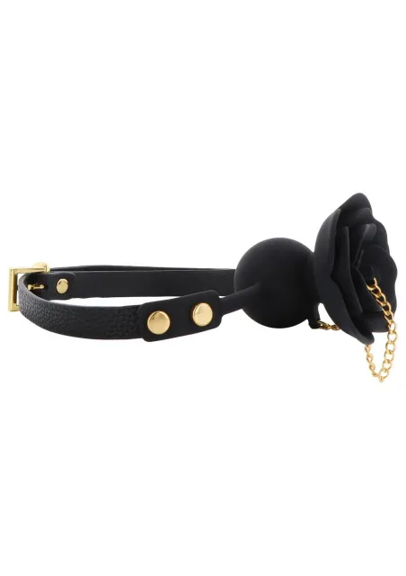 Taboom Rose Ball Gag with Plug - Knebel z kulką, Czarny, 43 cm