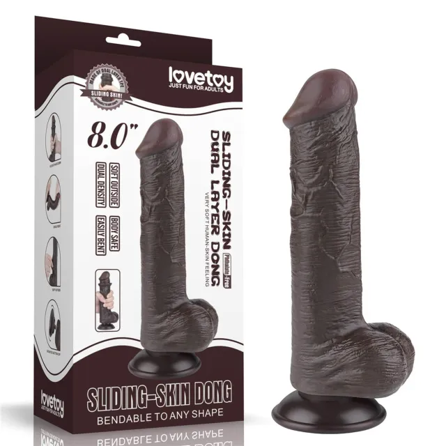 Lovetoy Sliding-Skin Dual Layer Dong - Dildo, Czarny, 20.8 cm